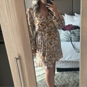 LC Lauren Conrad Brown Tan Wrap Tiered Dress